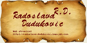 Radoslava Duduković vizit kartica